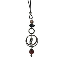 Legend Or Lies - Women's Pinecone Leather Cord Drop Necklace