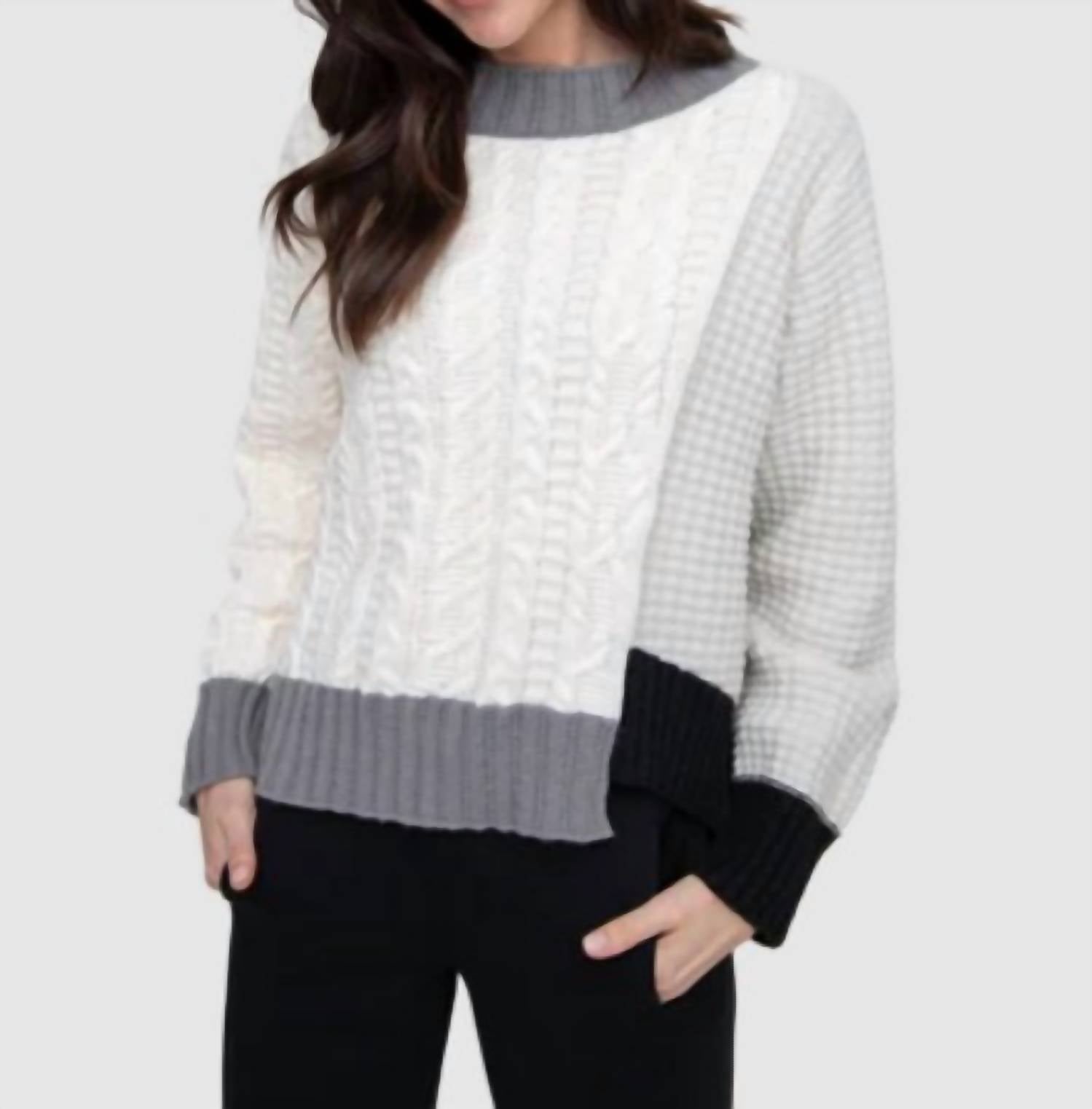 Olivia by Habitat Mixed Stitch Sweater in ivory - women's sweater