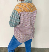 Umgee - Mixed Color Flannel Button Down Top