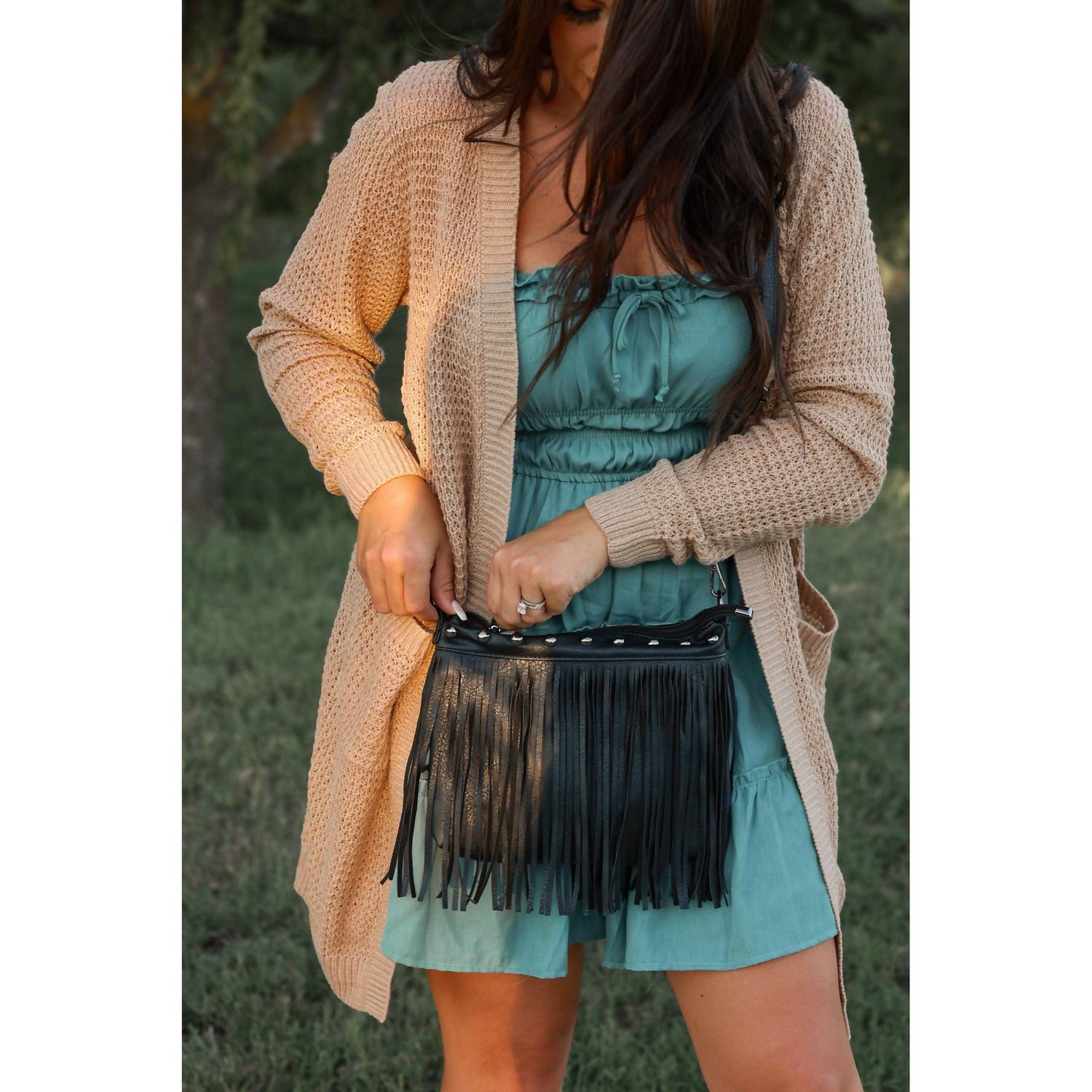 Julia Rose Nora Fringe Bag in black 1 - women's bag - alternate view