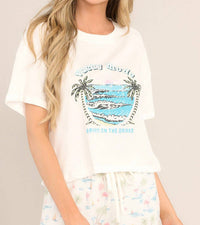 Z Supply Vacay Mode Tee in cloud dancer - women's t-shirt - detail view