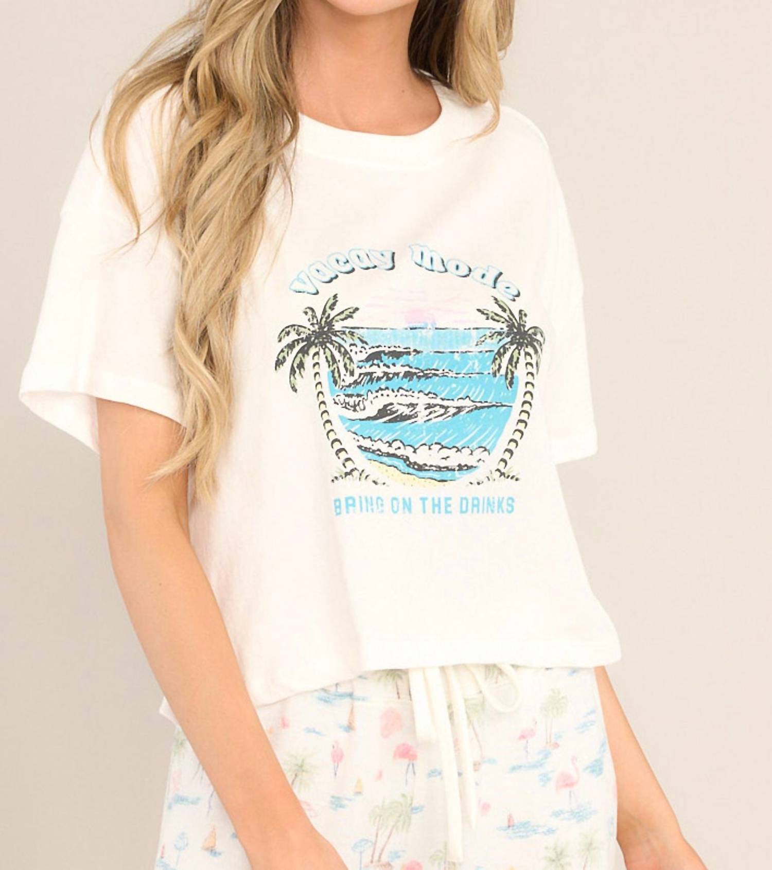 Z Supply Vacay Mode Tee in cloud dancer - women's t-shirt - detail view
