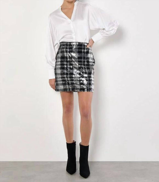 Apricot - Check Sequin Skirt