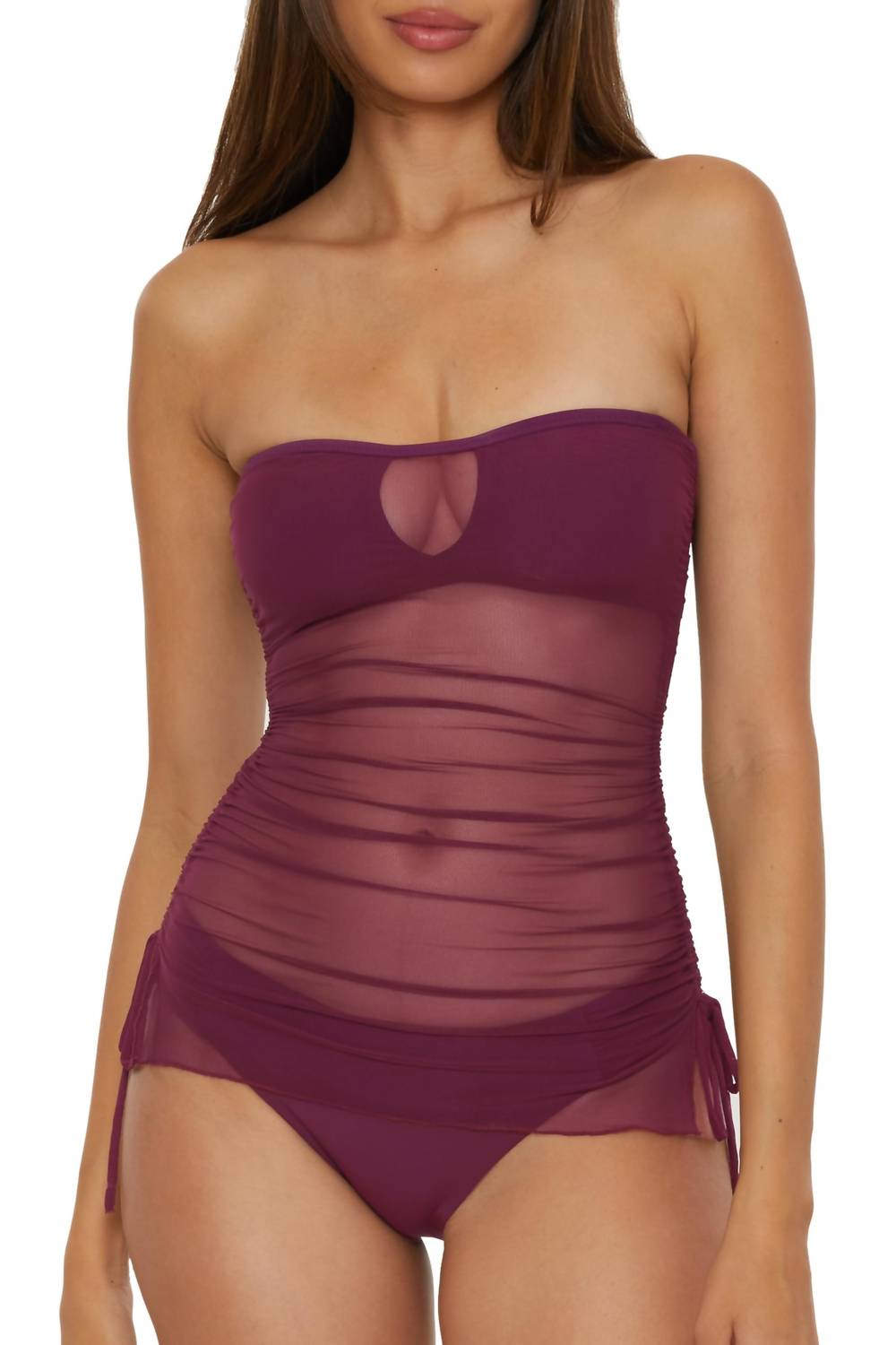 BECCA Muse Bandeau Tankini Swimsuit in aubergine - women's swimwear - view 5