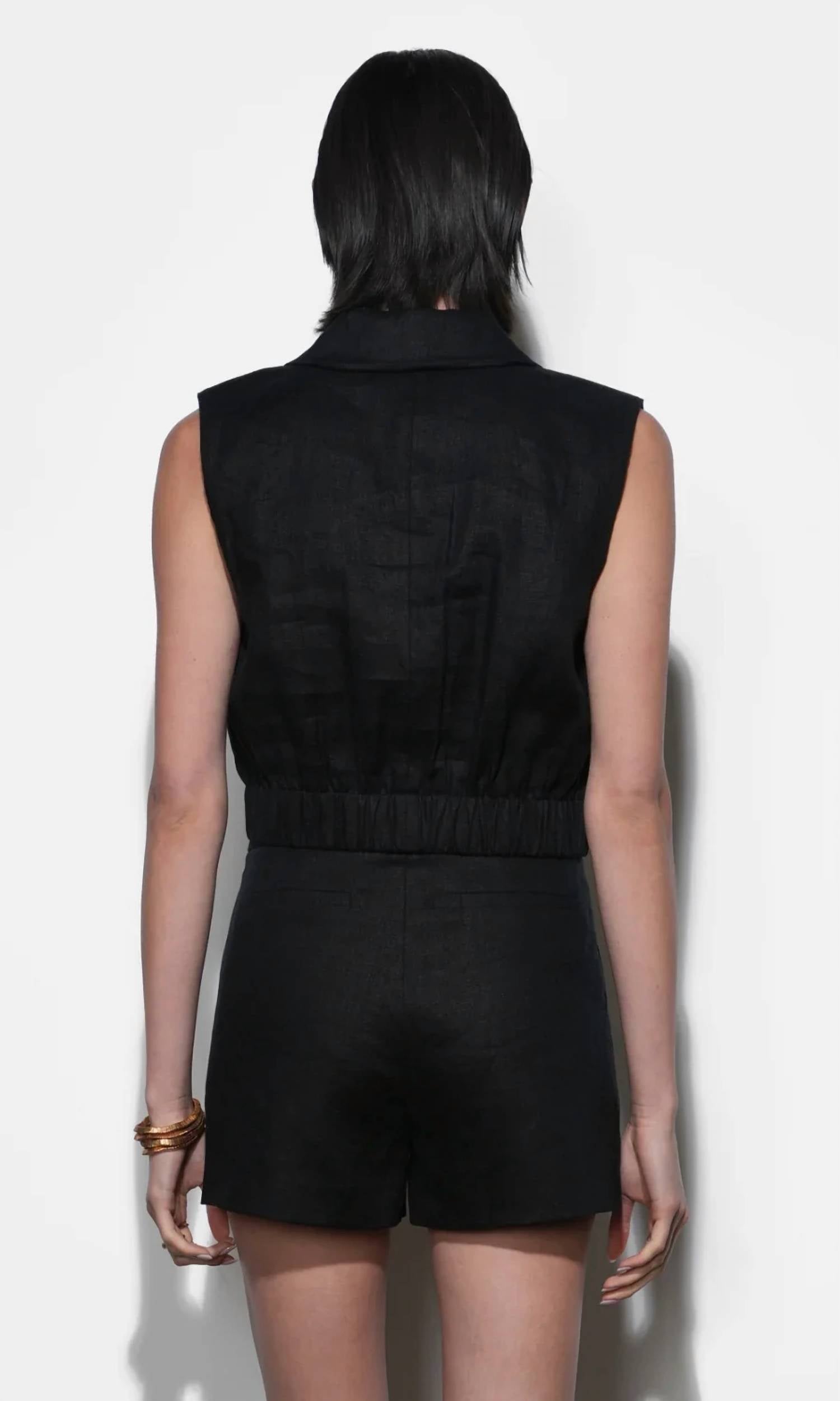 Greylin - Haisley Linen Lapel With Elastic Hem Vest
