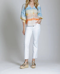 Apny - Watercolor Blouson Sleeve Shirt