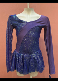 Mondor - Girl's' Shimmer Sparkle Asymmetrical Long Sleeve Skate Dress