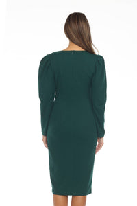 Joseph Ribkoff - Pleated Embellished Faux Wrap Sheath Dress