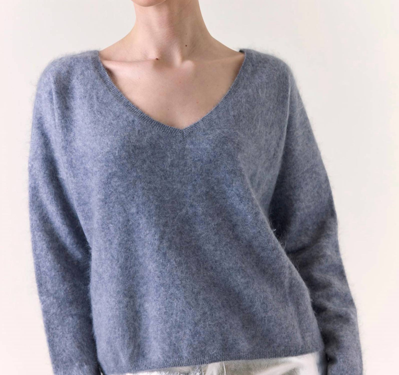 Brodie Cashmere Brushed Rosa Reversible Cashmere Jumper in feather - women's sweater - view 6