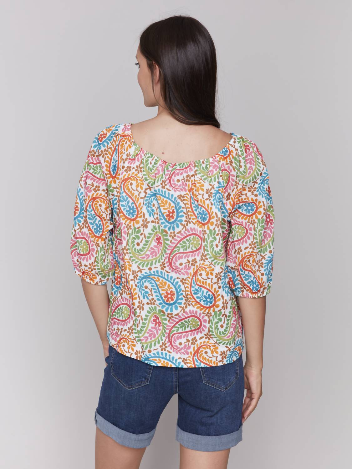 Charlie B - Lightweight Printed Off Shoulder Top