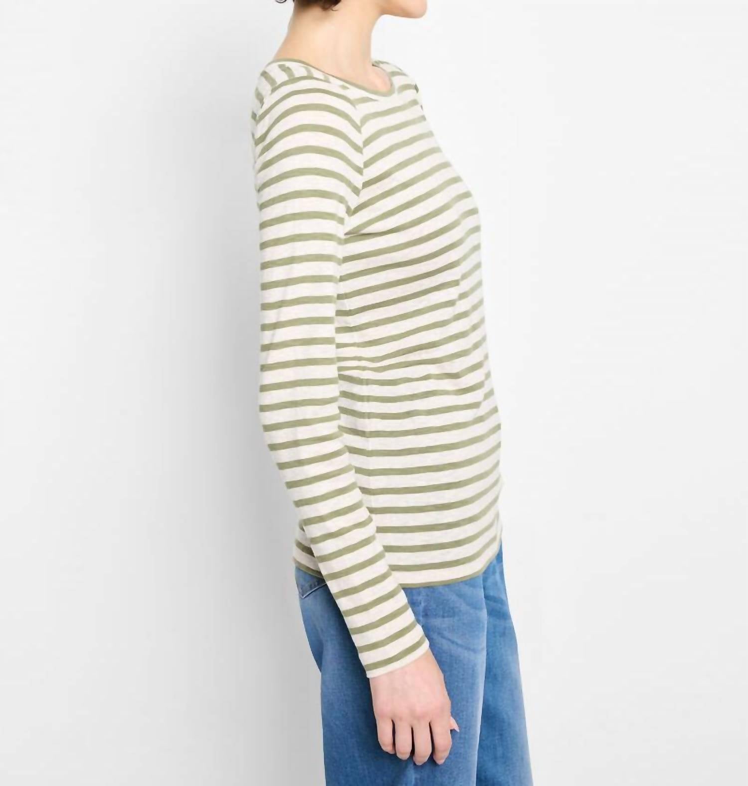 Nic + Zoe - Long Sleeve Stripe Boat Neck Tee
