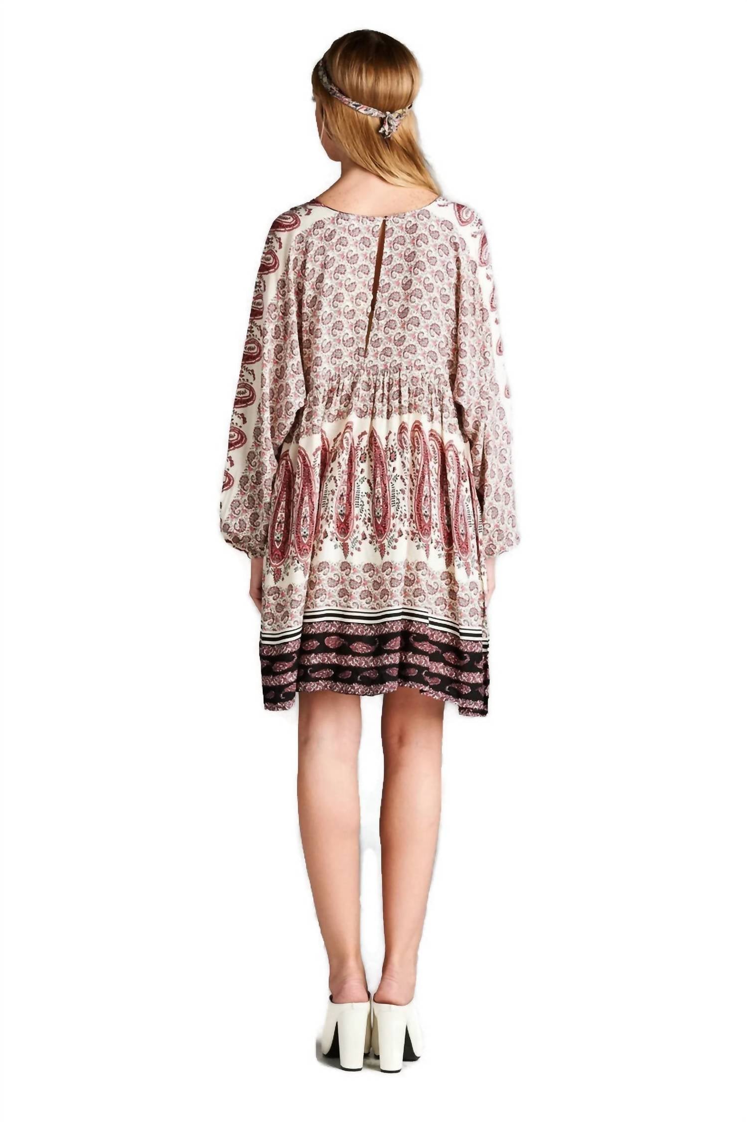 Velzera - Paisley V-Neck Mini Dress