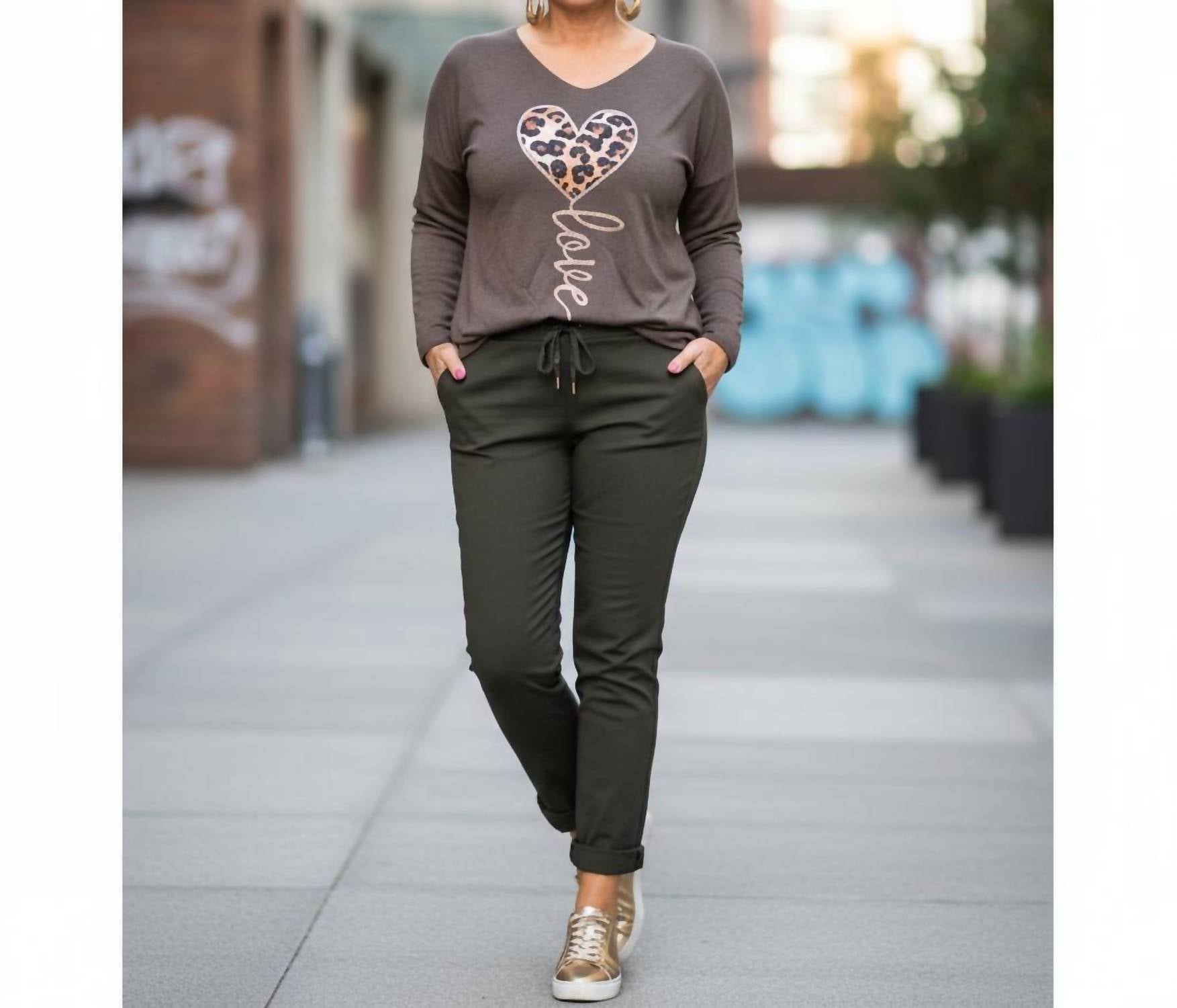 Made In Italy - Ultra Soft Wild Love Fleece V-neck Top