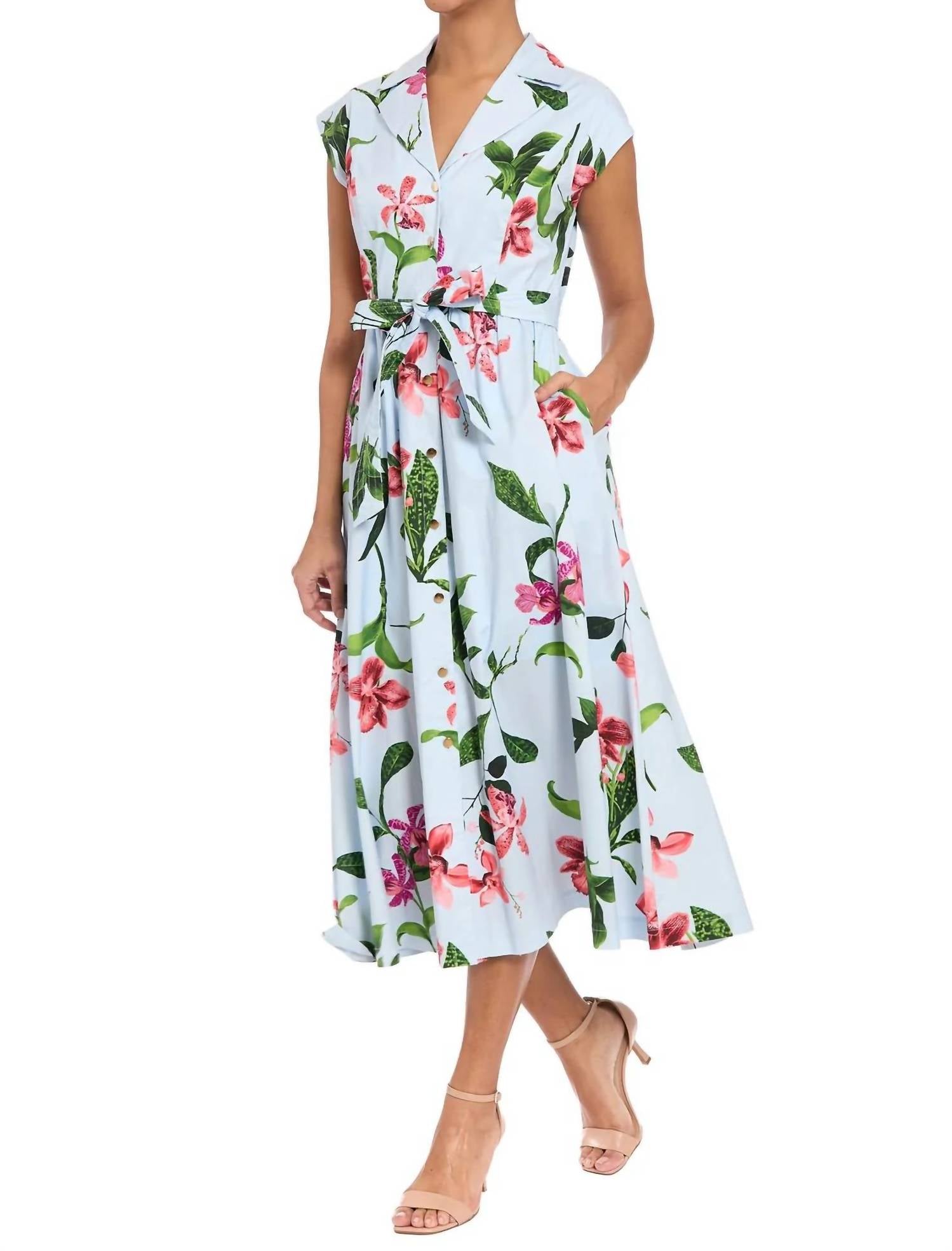 London Times - Rosemary Cotton Belted Shirt Dress