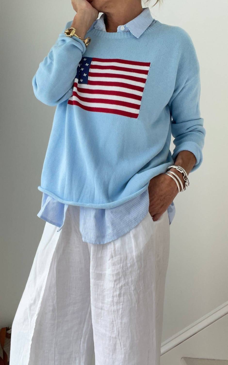 Pink Pineapple - American Flag Sweater