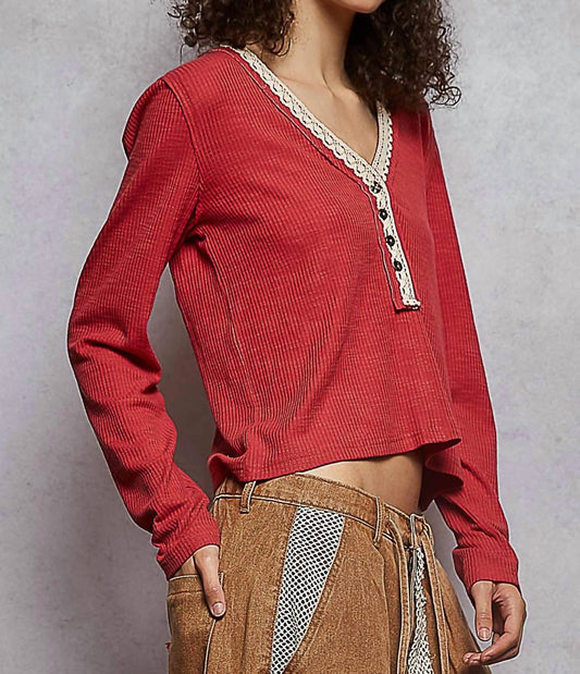 Pol - Eleanor Vintage Wash Ribbed Top