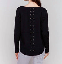 Charlie B - Long Sleeve Sweater With Back Eyelet Detail