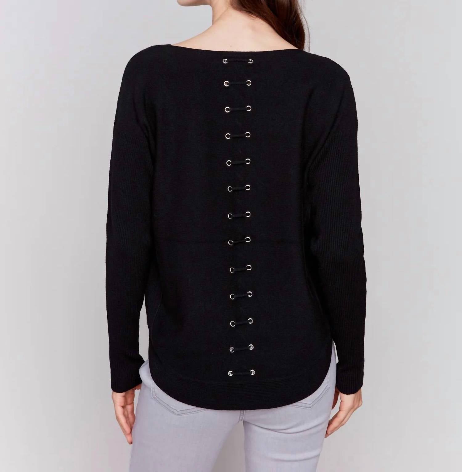 Charlie B - Long Sleeve Sweater With Back Eyelet Detail