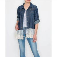 Origami - Denim Jacket with Lace Hem Detail