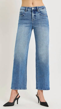 Risen - High Rise Tummy Control Full Length Straight Jeans
