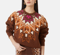 Suncoo Pavarel Sweater Top in choco multi - women's sweater