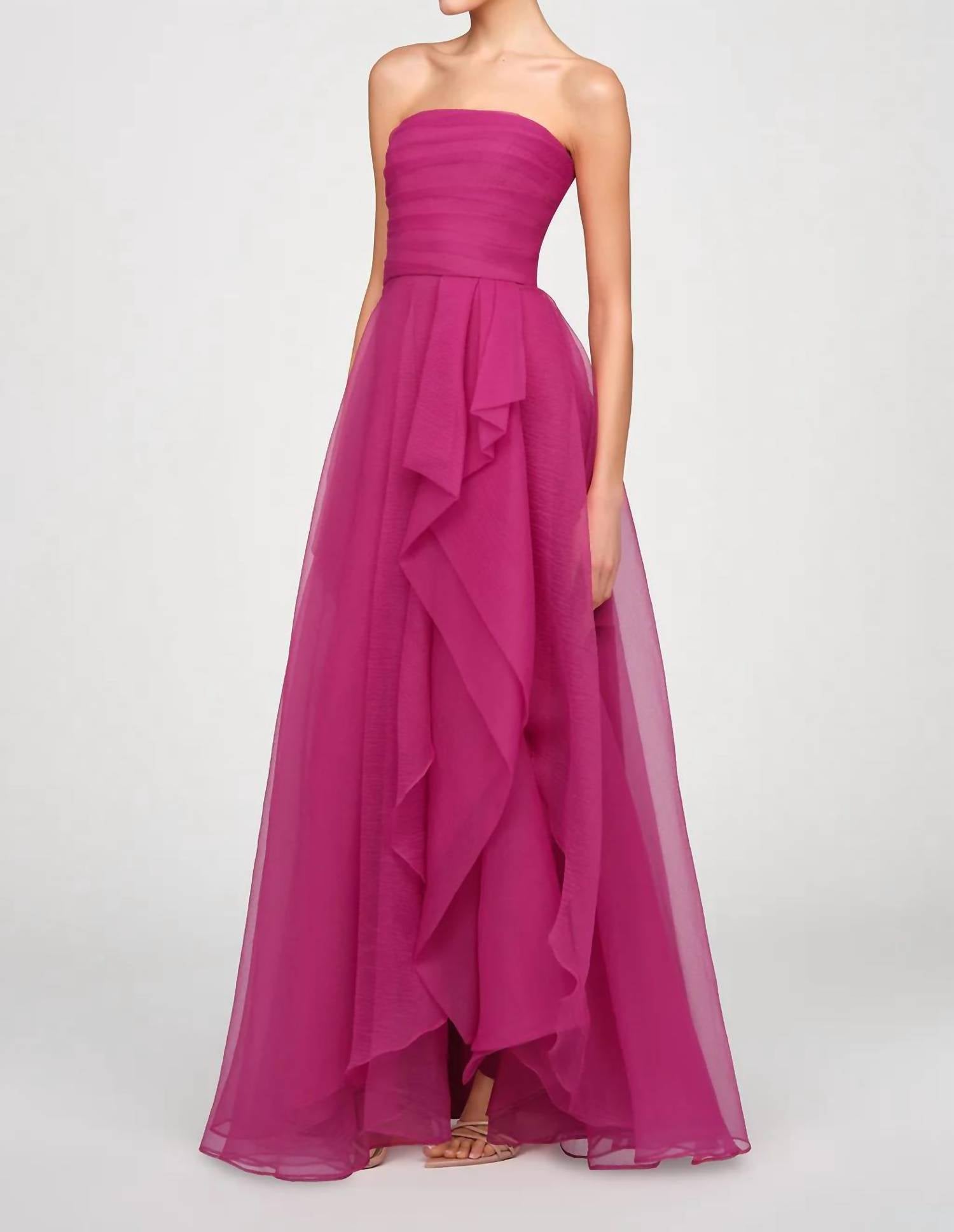 Theia - Teresa Strapless Draped Gown