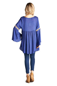 Velzera - Embroidered Bell Sleeve Top