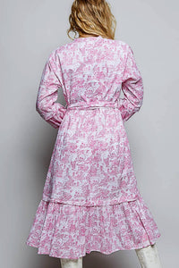 Pol - Vintage Inspired Relaxed Fit Floral Midi Dress With Belt