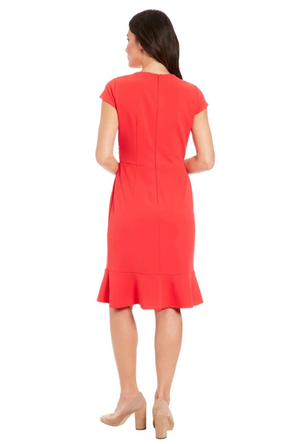 London Times - Ruffled Draped Skirt Sheath Dress