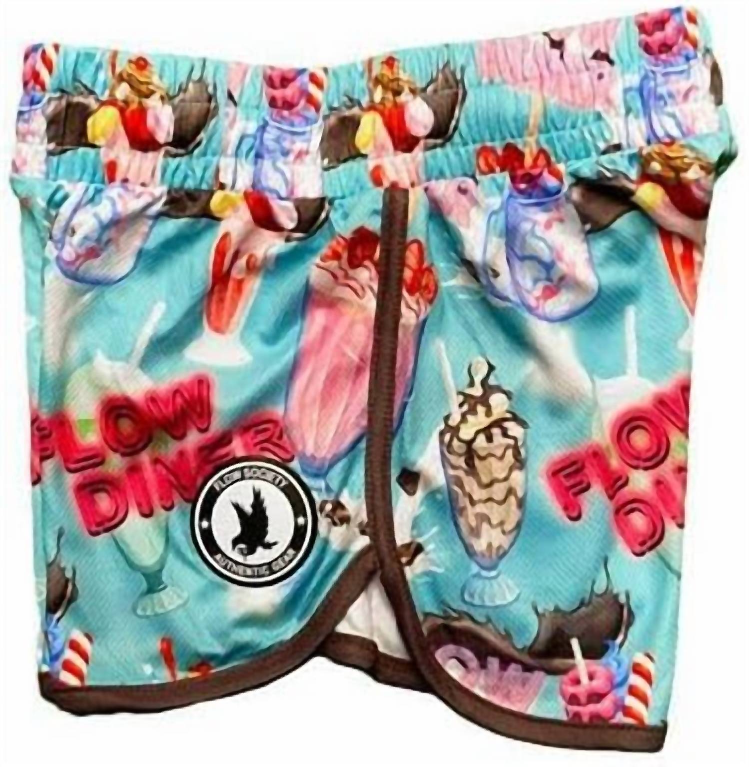 Flow Society Girls' Milkshake Lacrosse Shorts in blue - kids' shorts - detail view