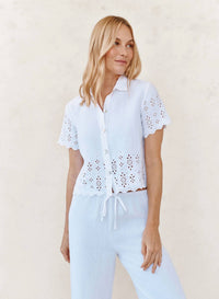 Bella Dahl - Short Sleeve Embroidered Button Down Top