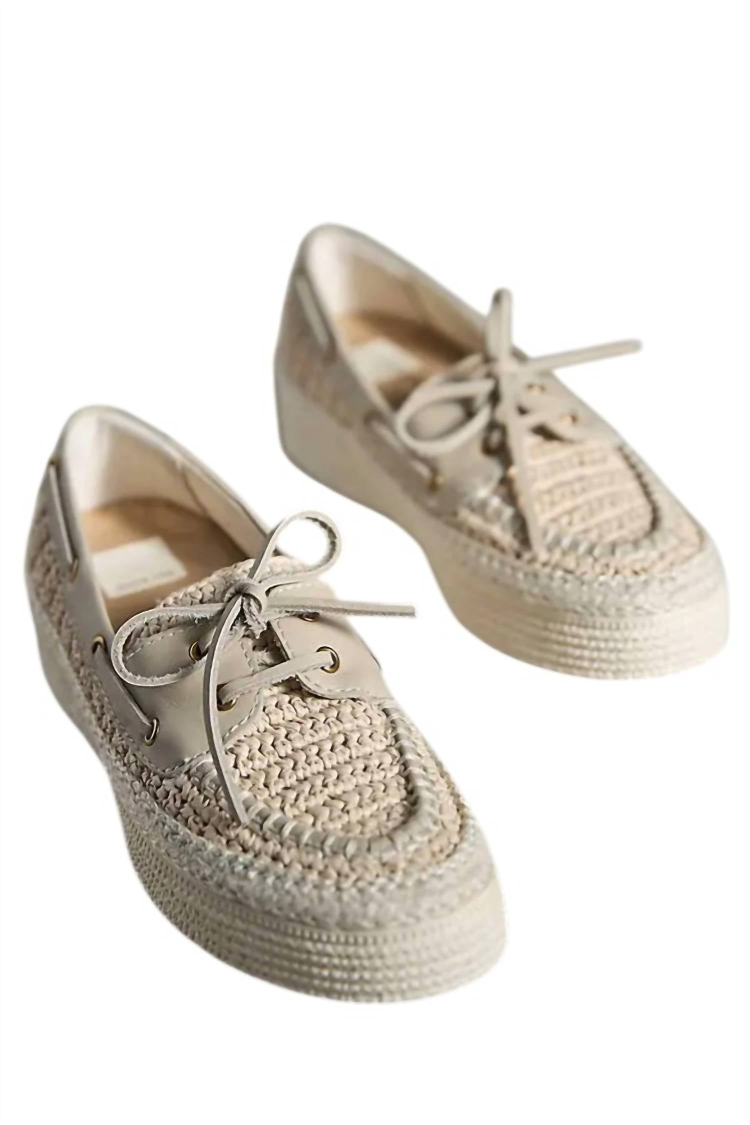 Dolce Vita Women's Leather & Raffia Boat Shoes in white - women's flats - detail view