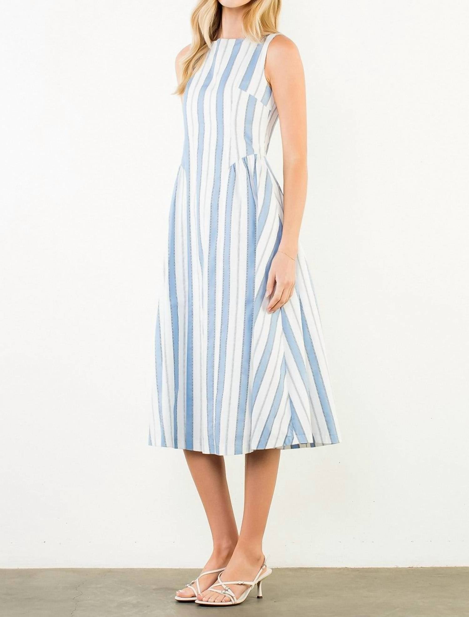 THML Perfect Striped Midi Dress in blue - women's dress - view 5