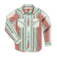 Sendero Provisions Co. Serape Pearl Snap Long Sleeve Shirt in retro stripe - men's shirt - detail view