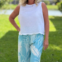 Charlie B - Linen Blend Scalloped Top