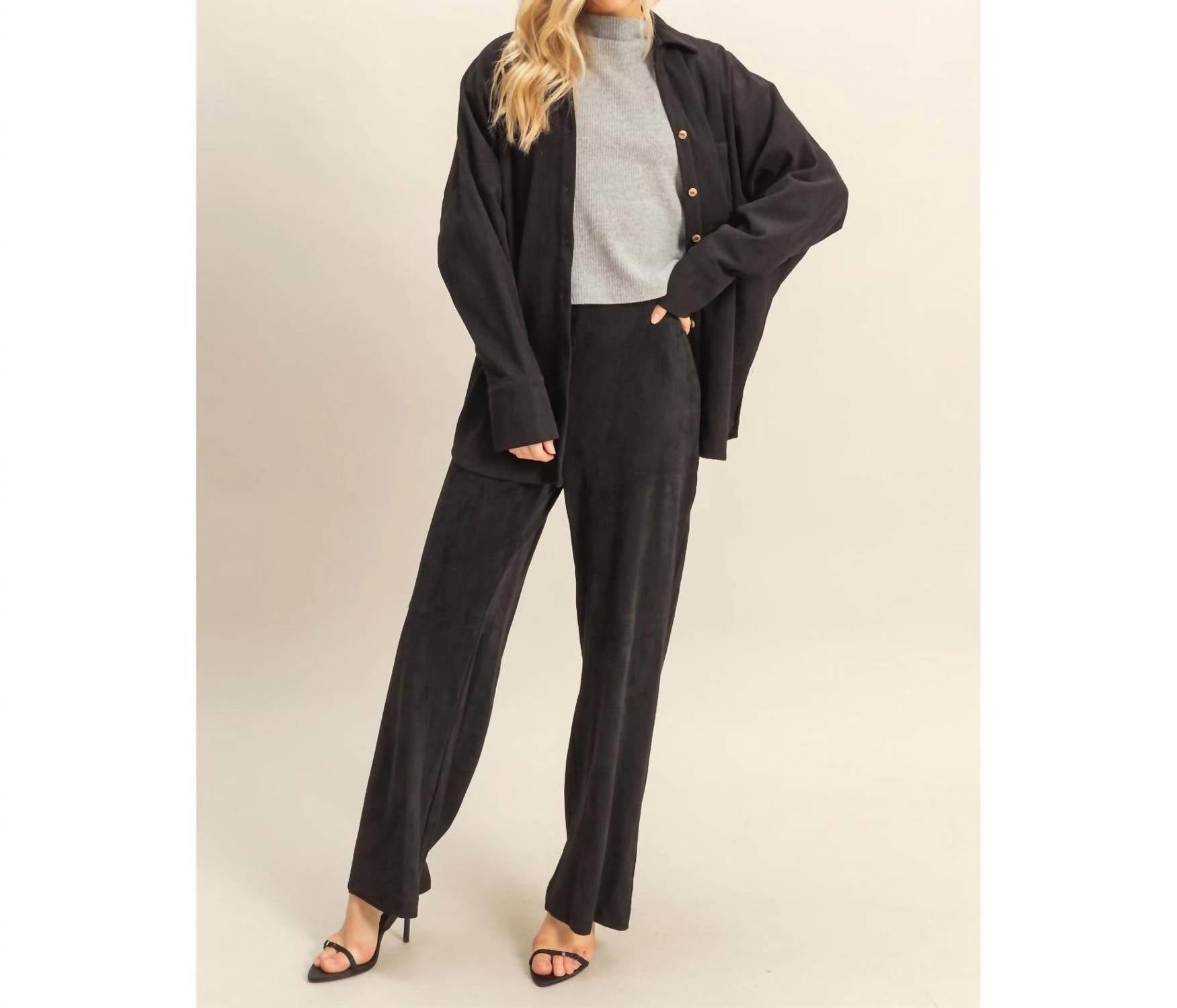 HYFVE Overslept Corduroy Shacket in black - women's jacket