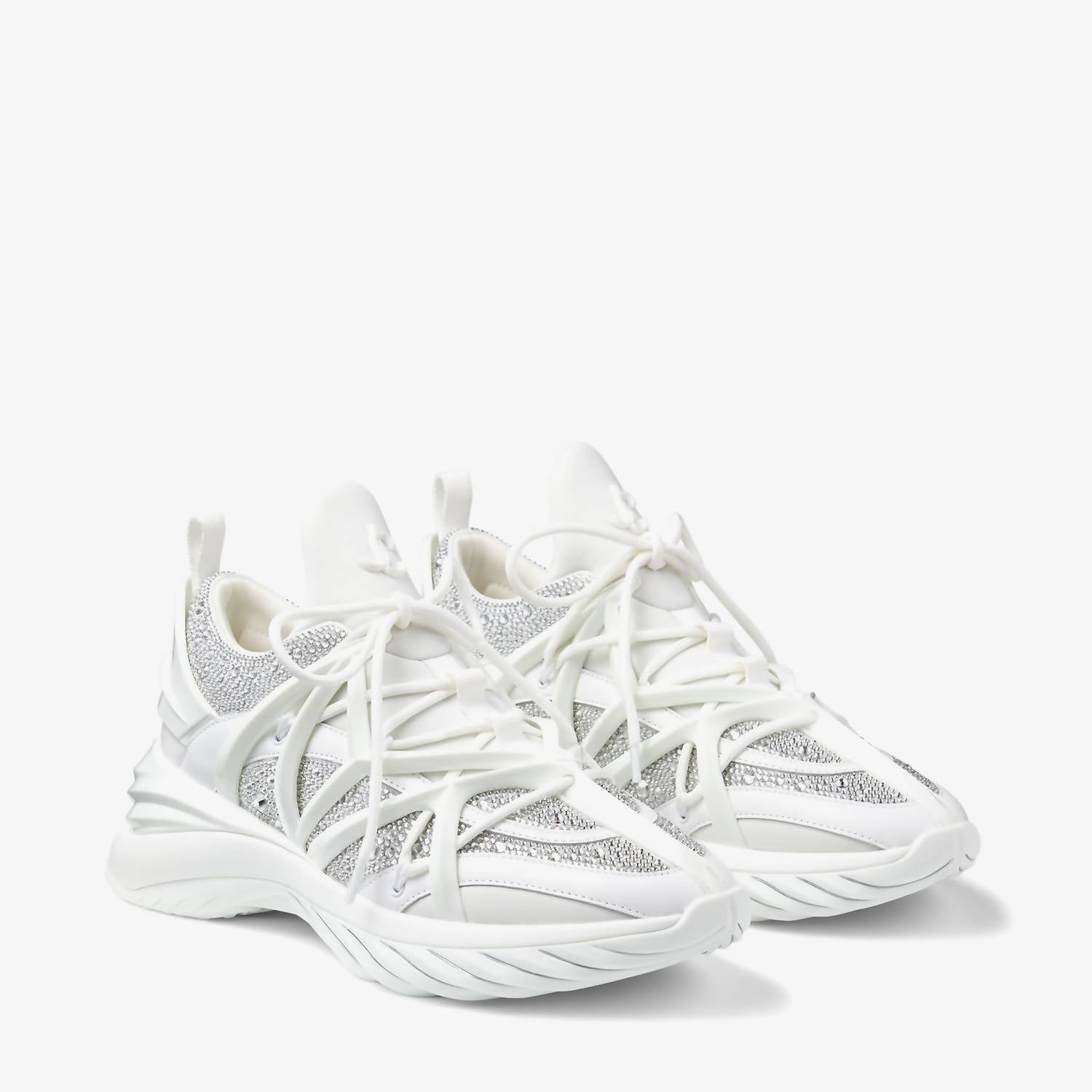 JIMMY CHOO Men's Cosmos Crystal Embellished Low Top Sneakers in white - men's sneaker