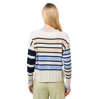 Brodie Cashmere Oceana Stripe 2.0 Sweater in white multi - women's sweater - detail view
