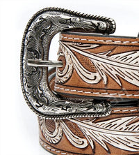 American Darling Women's Leather Belt in brown - women's accessory - detail view