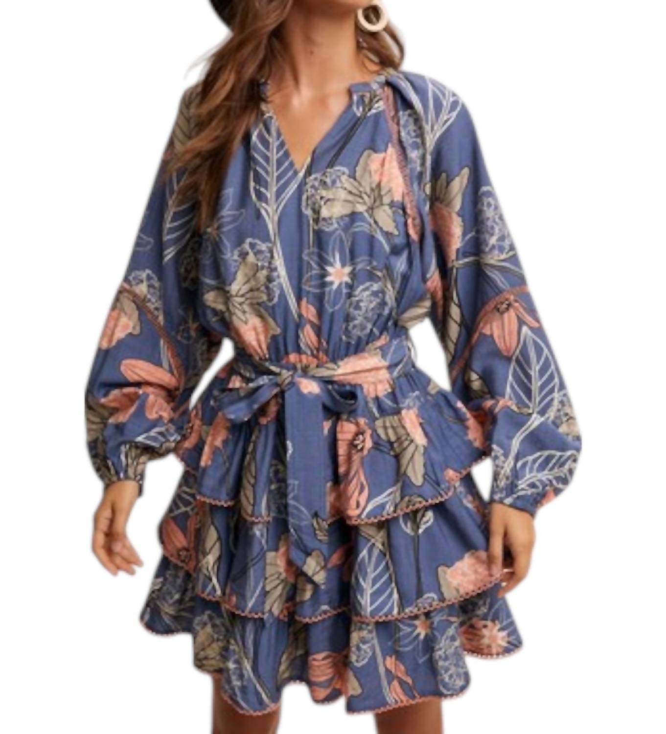 Listicle - Floral Print Tiered Skirt Dress