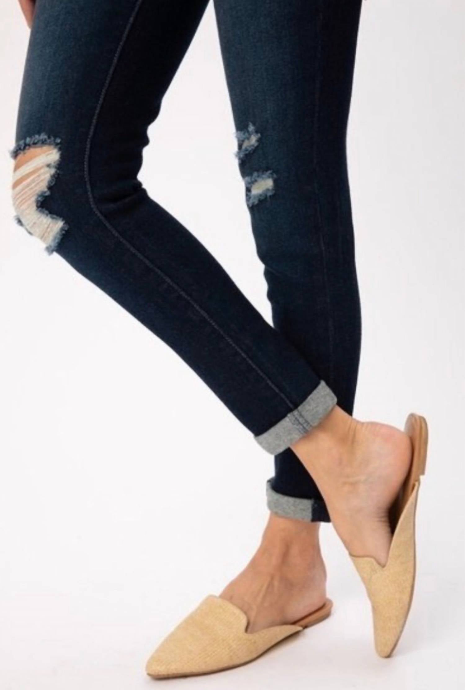 Kancan - Distressed Mid Rise Jean