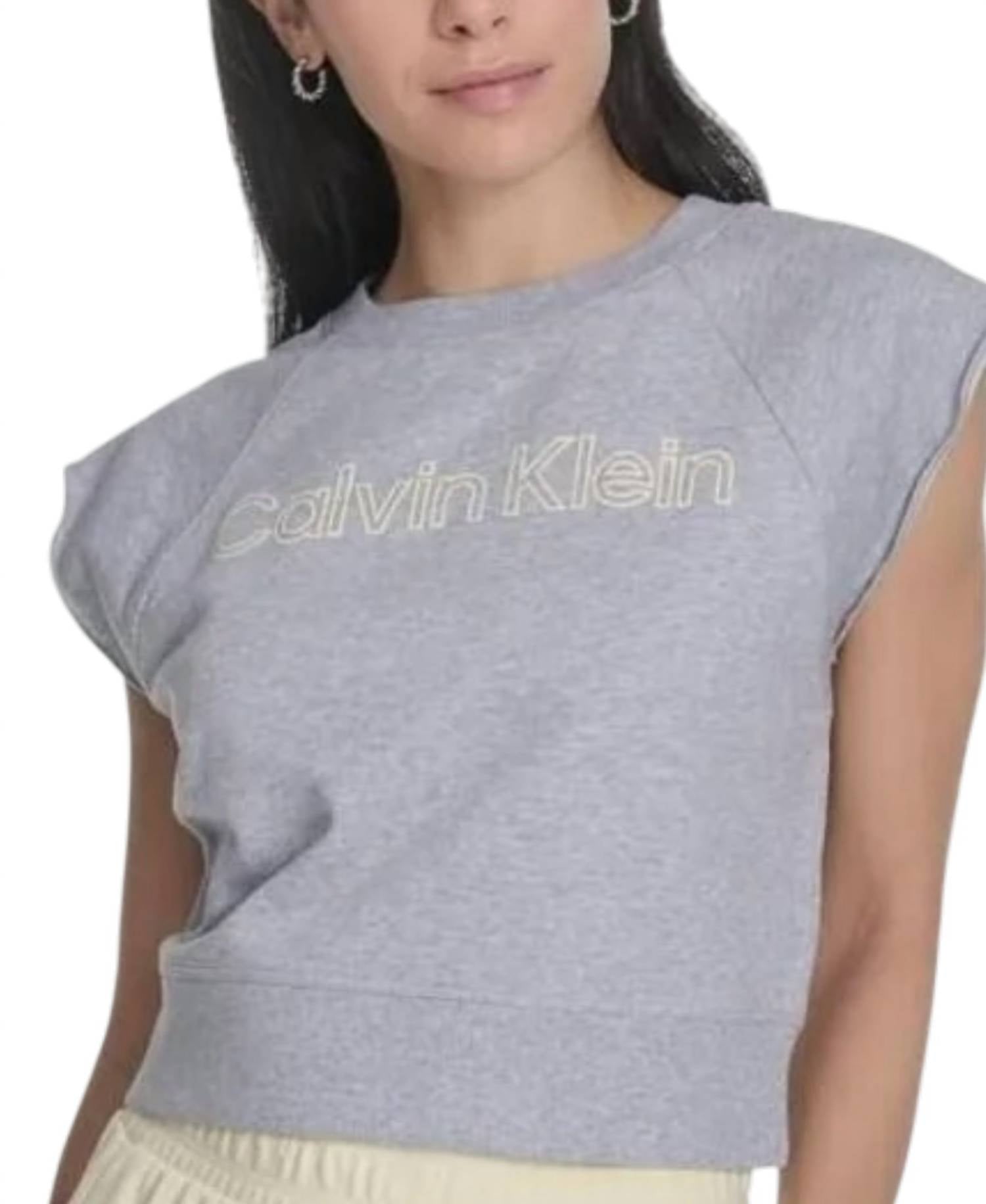 Calvin Klein - Women's Performance Cropped Outline Logo Sweatshirt