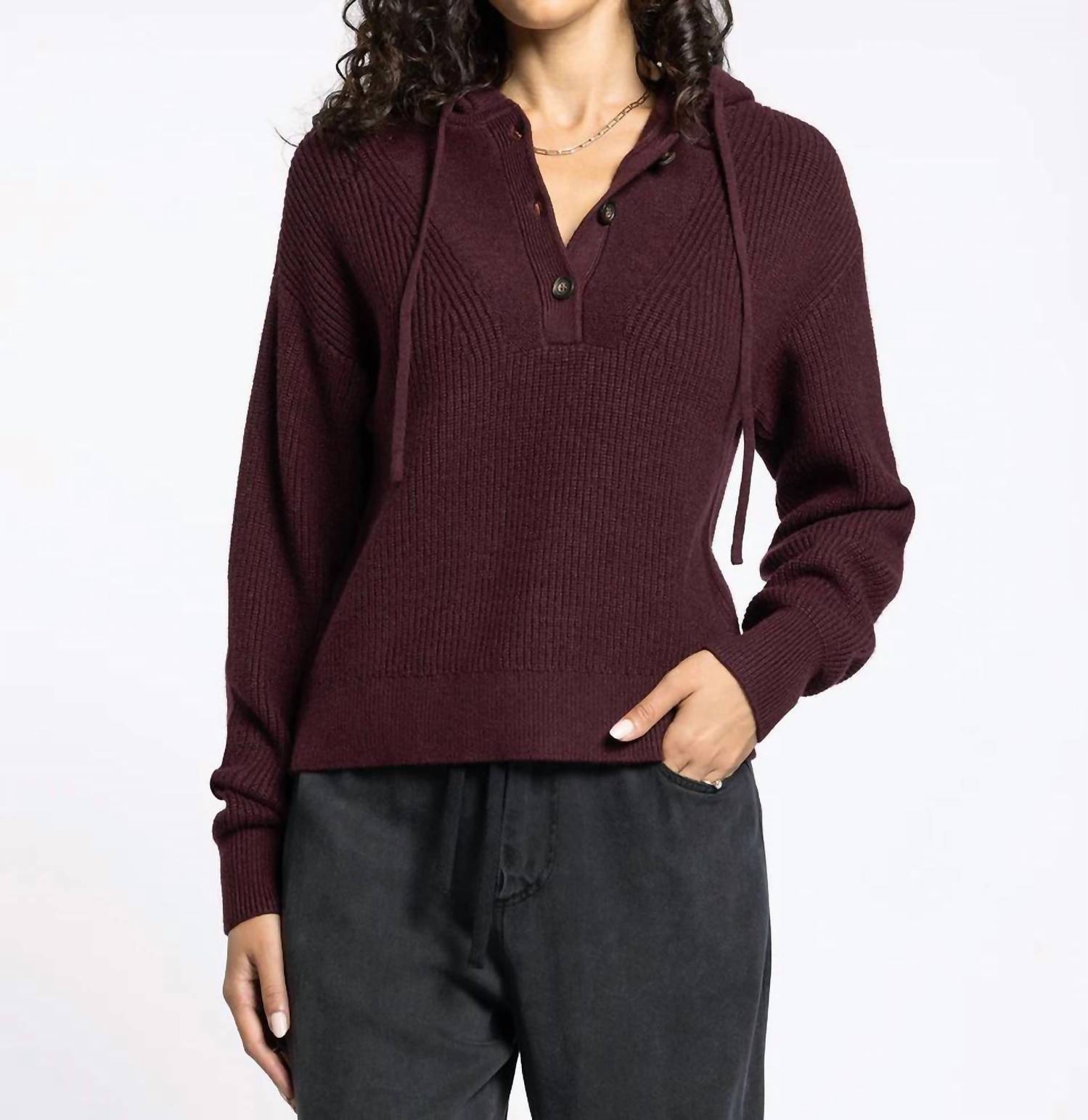 Thread & Supply Dolly Sweater Hoodie in zinfandel - women's top