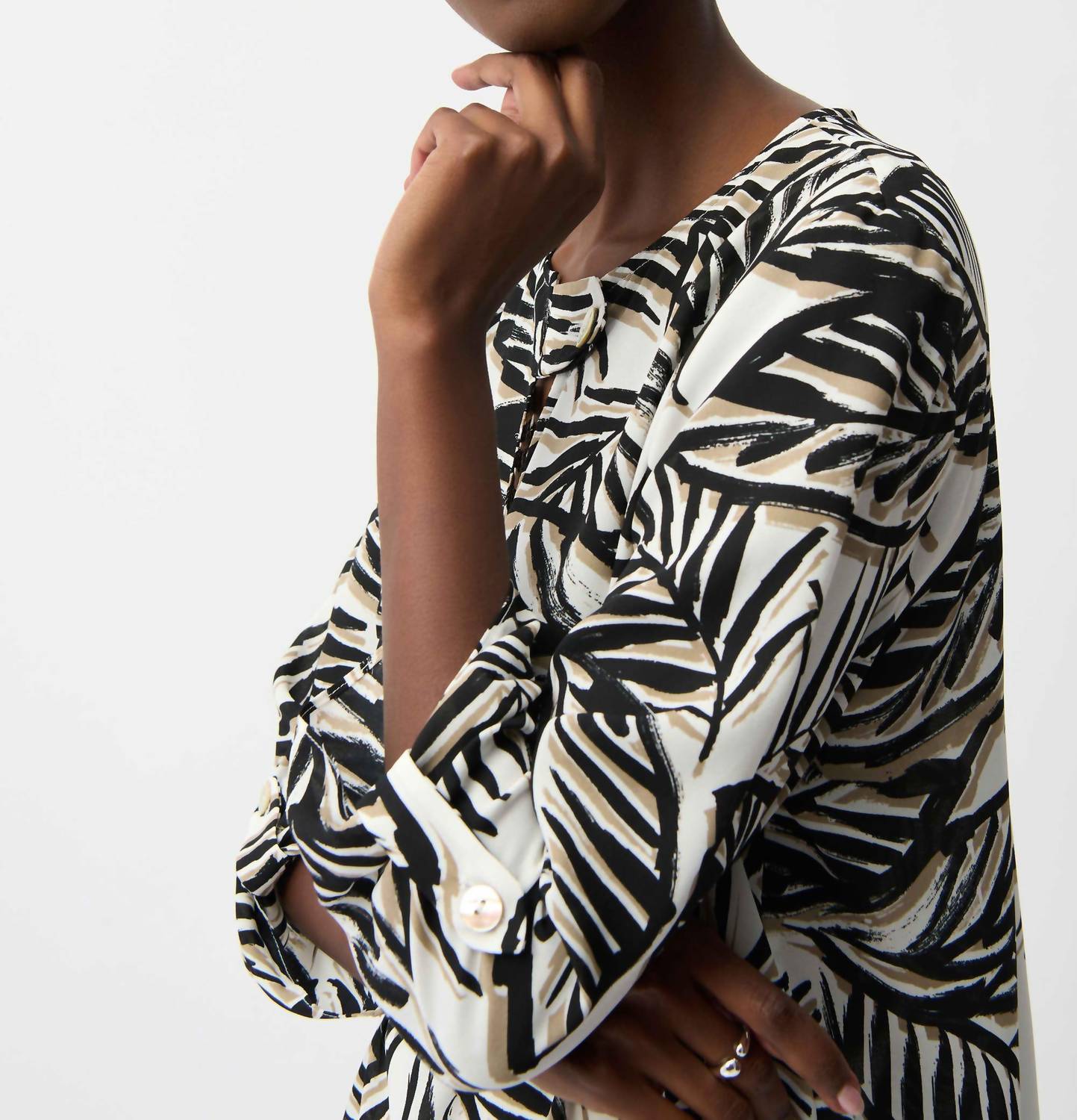 Joseph Ribkoff - Georgette Tropical Print Boxy Top