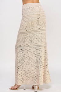 ELLISON Women's Knit Crochet Skirt in taupe - women's skirt - view 4