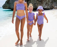 Shade Critters - Girls' Ditsy Floral One Piece Smocked Ruffle Sleeve Swimsuit