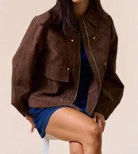 Lalavon - Faux Suede Elevated Utility Jacket