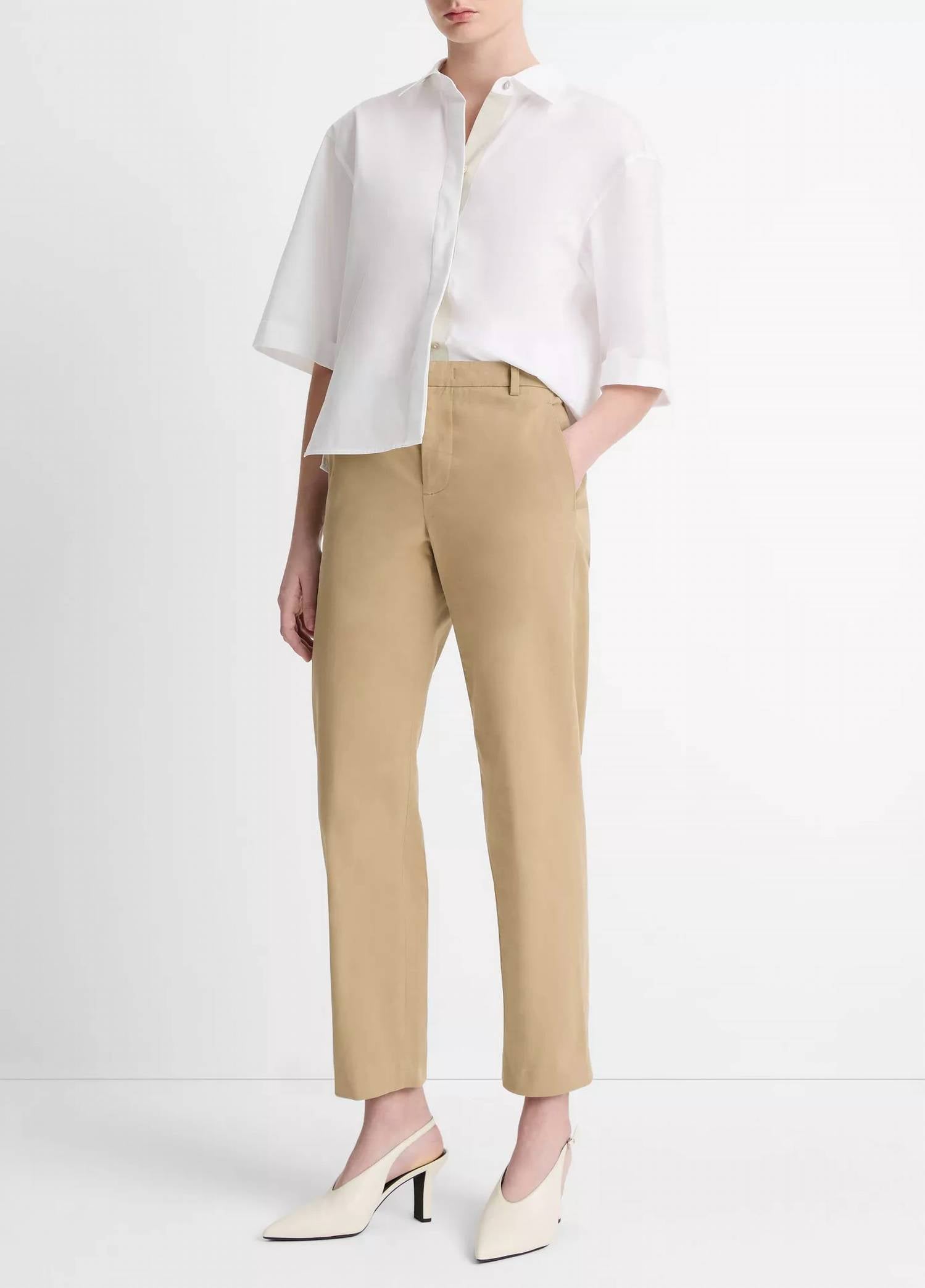 Vince - Avery Mid-rise Italian Stretch-cotton Chino Pants