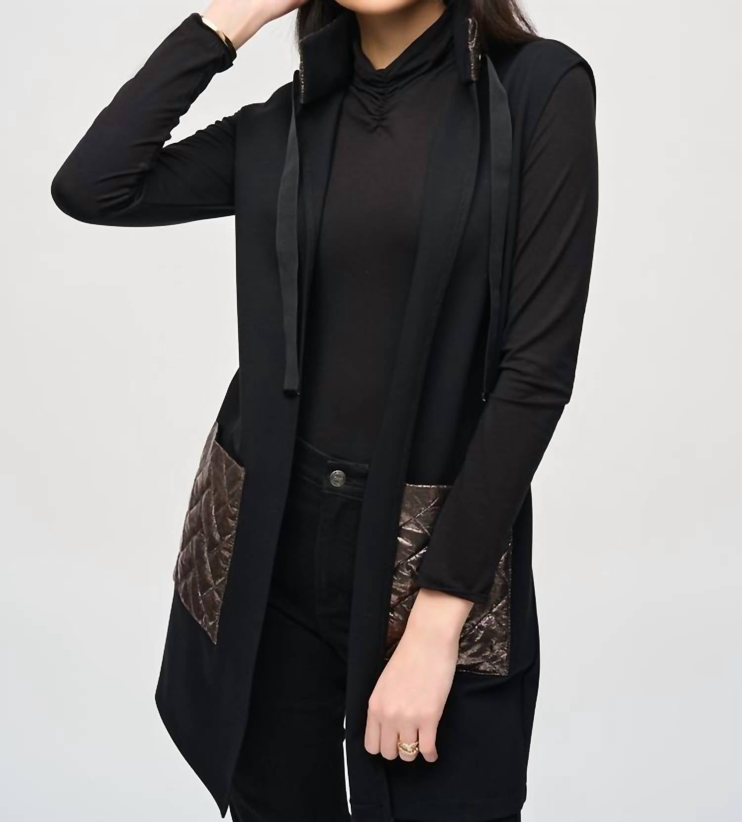 Joseph Ribkoff - Heavy Knit And Metallic Quilting Vest