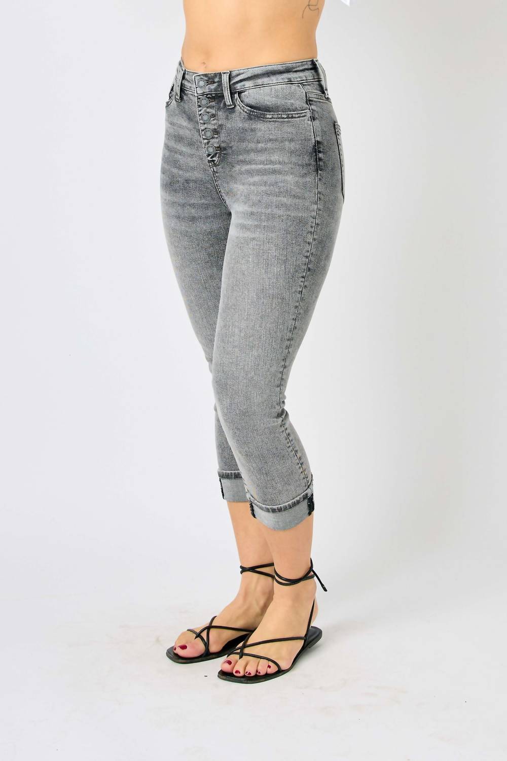 Judy Blue - Cuffed Button Fly Capri Jeans